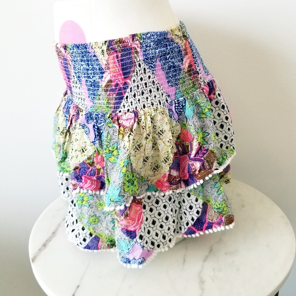 Victoria's Secret Vintage Swim Cover-up Ruffle Floral Patchwork Skirt Small NWT - Picture 3 of 12